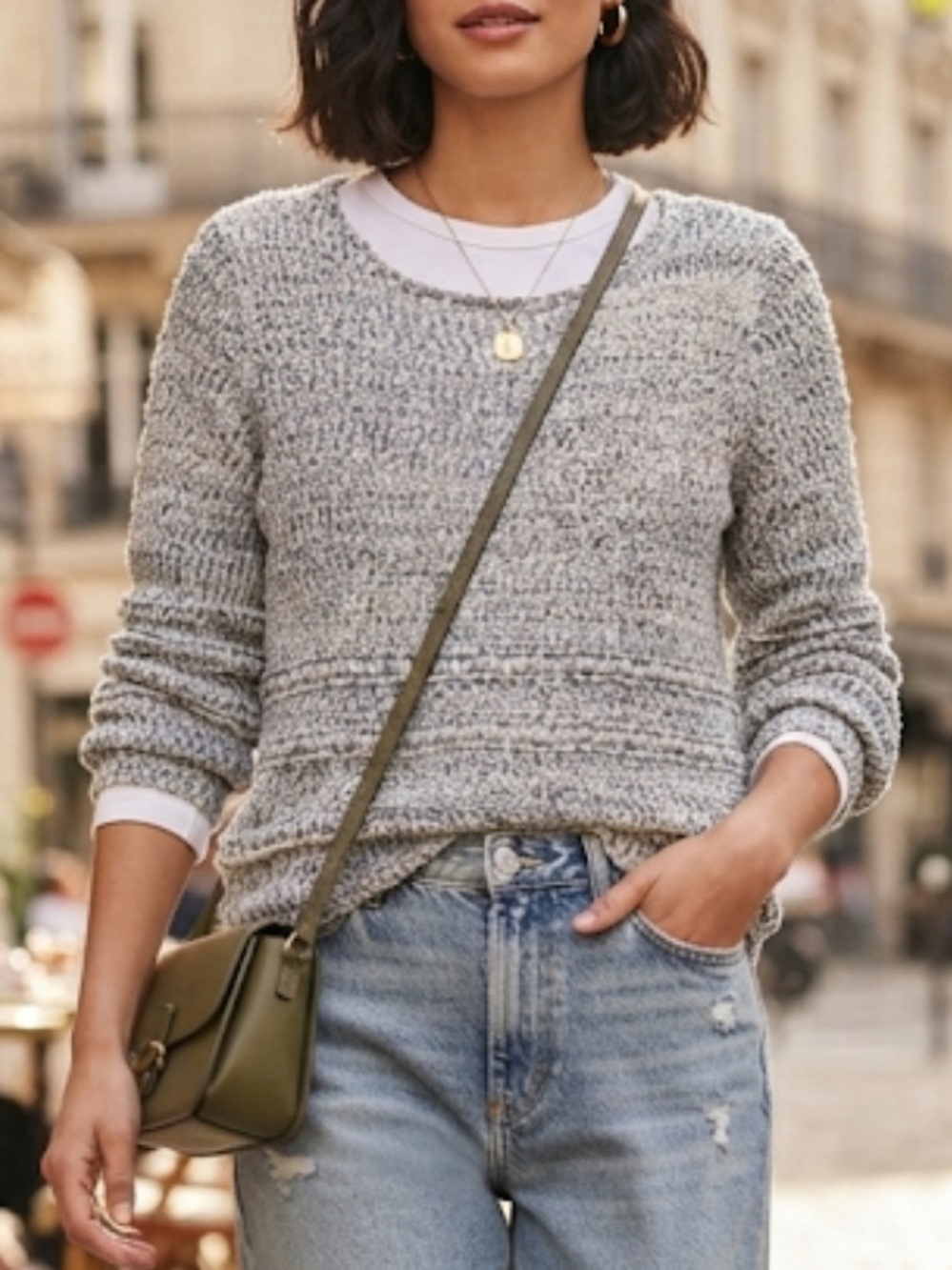 KATHERINE BARCLAY Coastal Crewneck Sweater Large